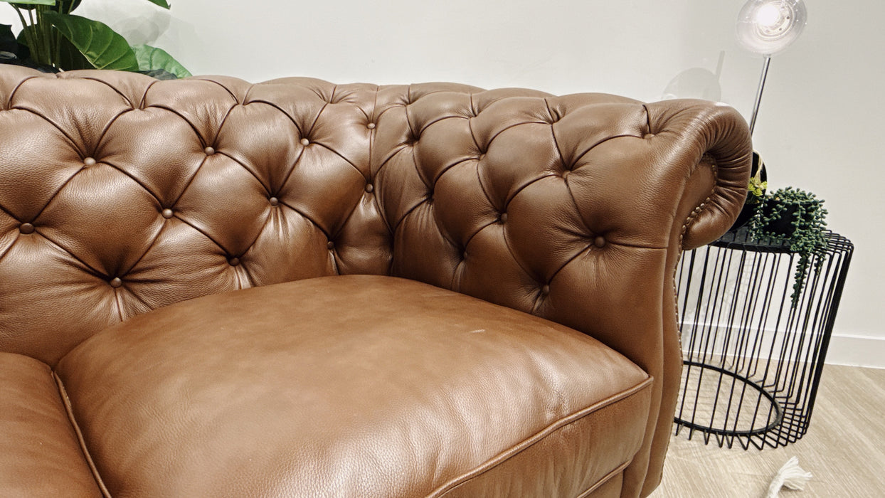 Sofology Darcy Leather 2 Seater with Studs in Trusty Embossed Chestnut
