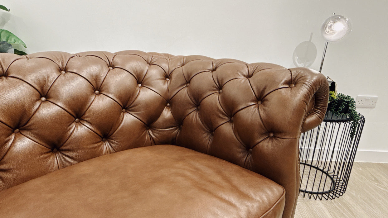 Sofology Darcy Leather 3 Seater with Studs in Trusty Embossed Chestnut