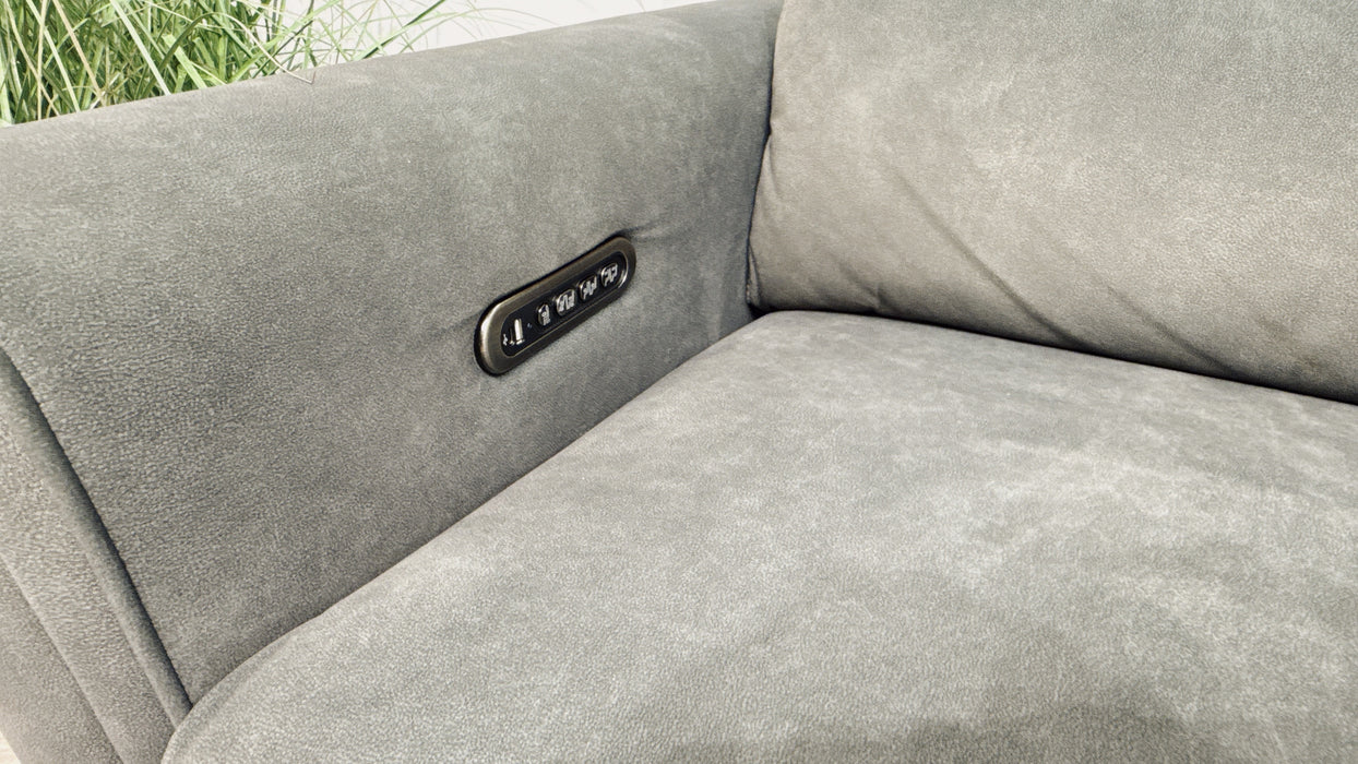 Sofology Ravello Fabric 2.5 Power Recliner, Power Headrest & Console in Flecked Mineral