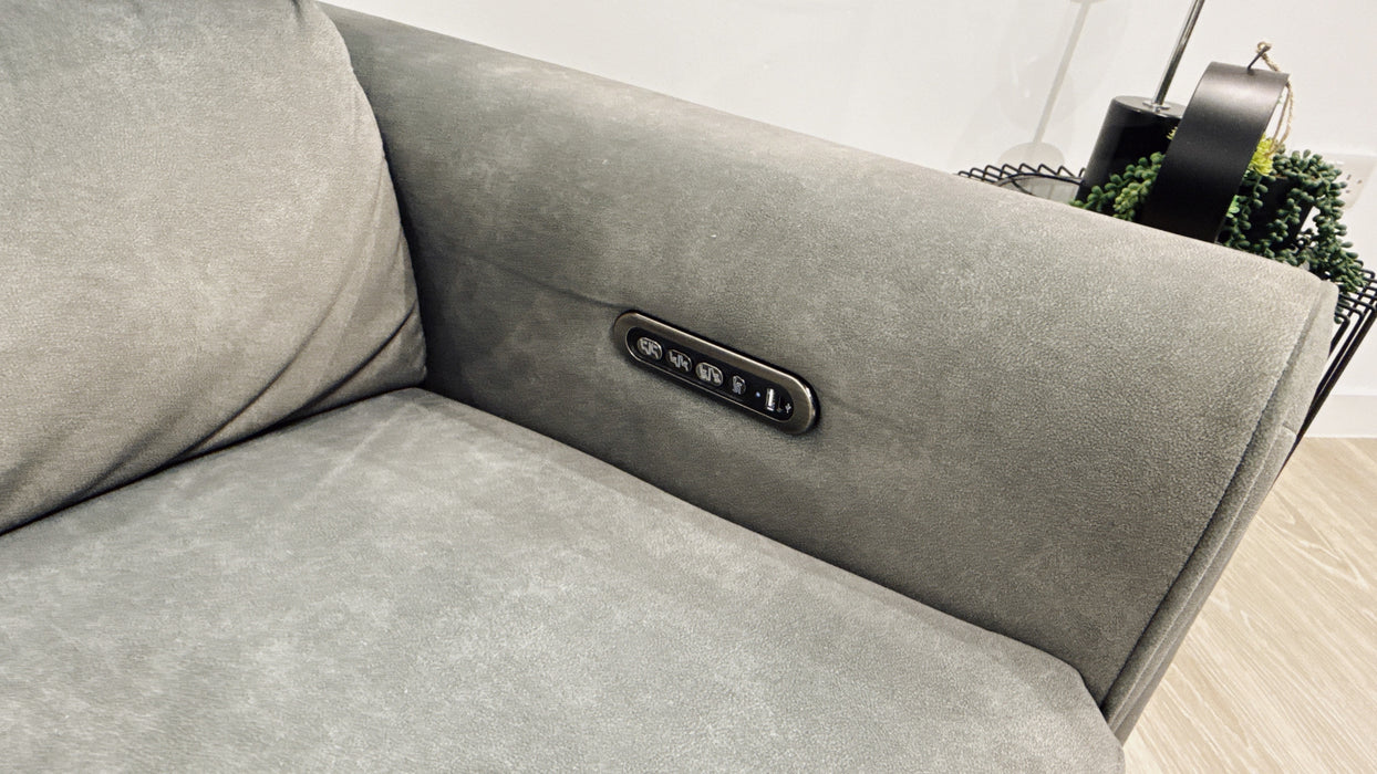 Sofology Ravello Fabric 2.5 Power Recliner, Power Headrest & Console in Flecked Mineral
