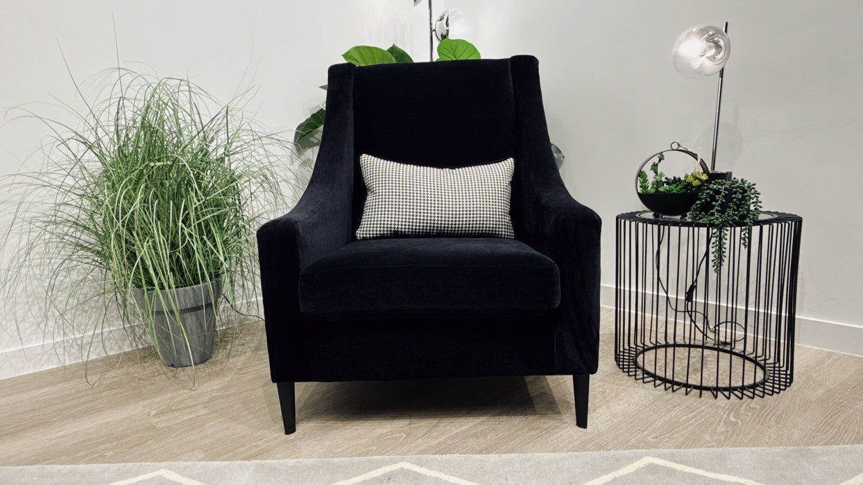 Sofology Atelier Fabric Accent Chair in Soft Chenille Ebony/Houndstooth Designer Monochrome
