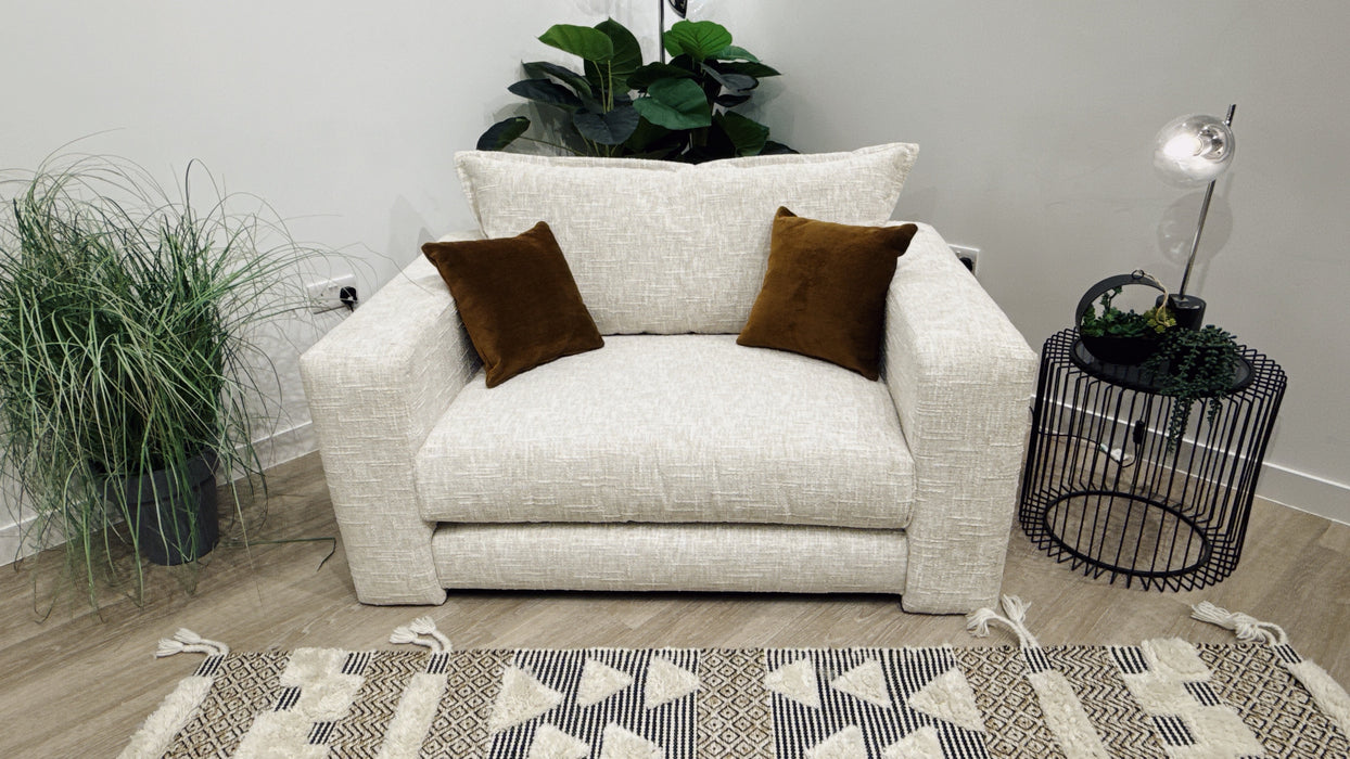 Sofology Cove  Fabric Loveseat Light Wood Panel in Artisan Chenille Ecru Mix