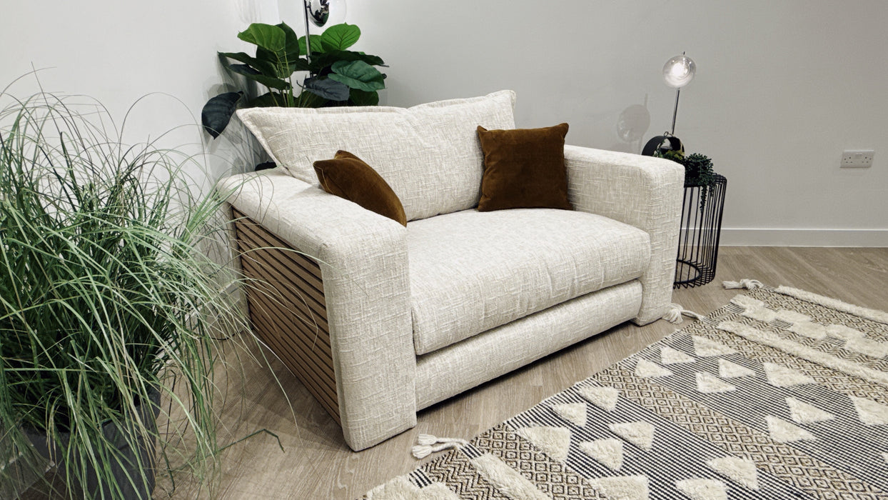 Sofology Cove  Fabric Loveseat Light Wood Panel in Artisan Chenille Ecru Mix