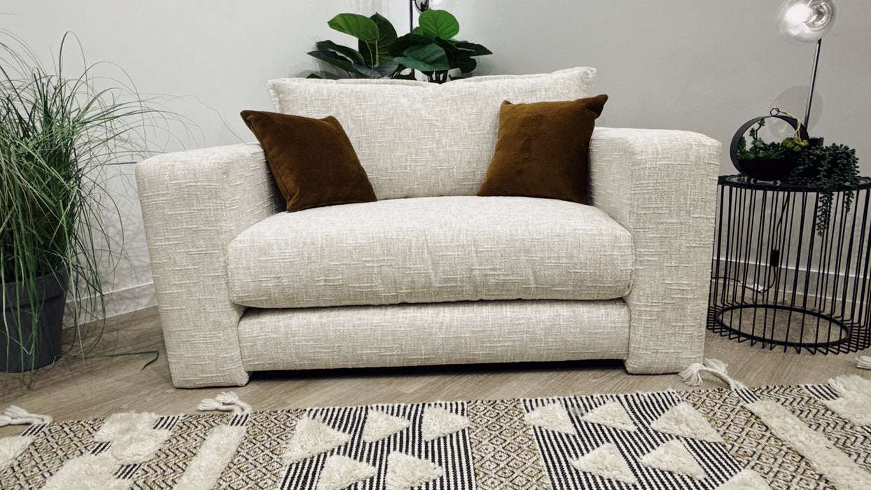 Sofology Cove  Fabric Loveseat Light Wood Panel in Artisan Chenille Ecru Mix