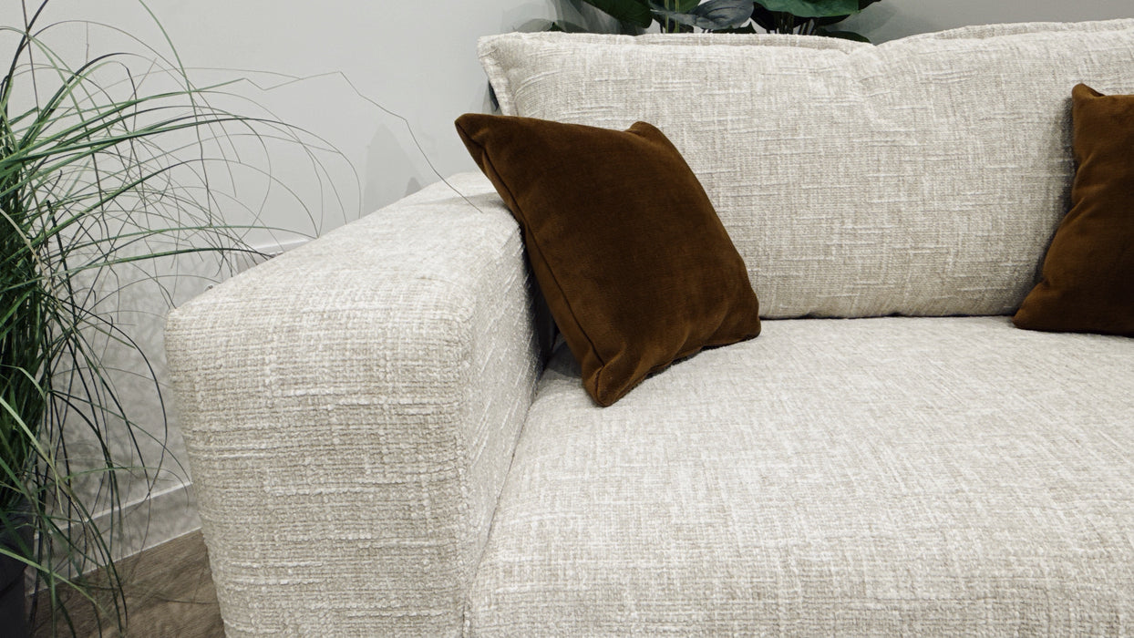 Sofology Cove  Fabric Loveseat Light Wood Panel in Artisan Chenille Ecru Mix