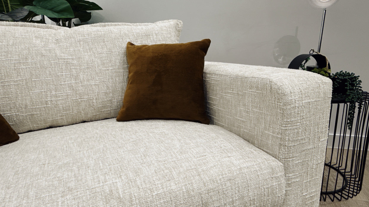 Sofology Cove  Fabric Loveseat Light Wood Panel in Artisan Chenille Ecru Mix