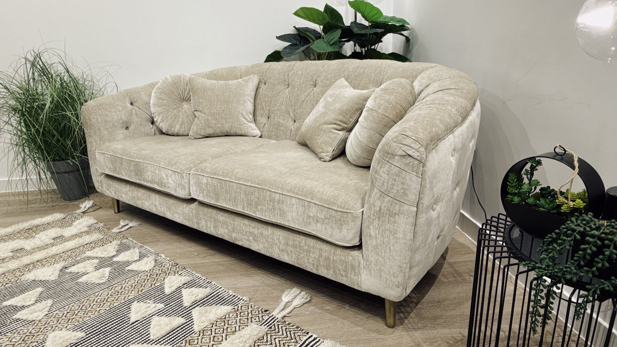 Sofology The Gatsby Fabric 3 Seater in Luxury Chenille Linen