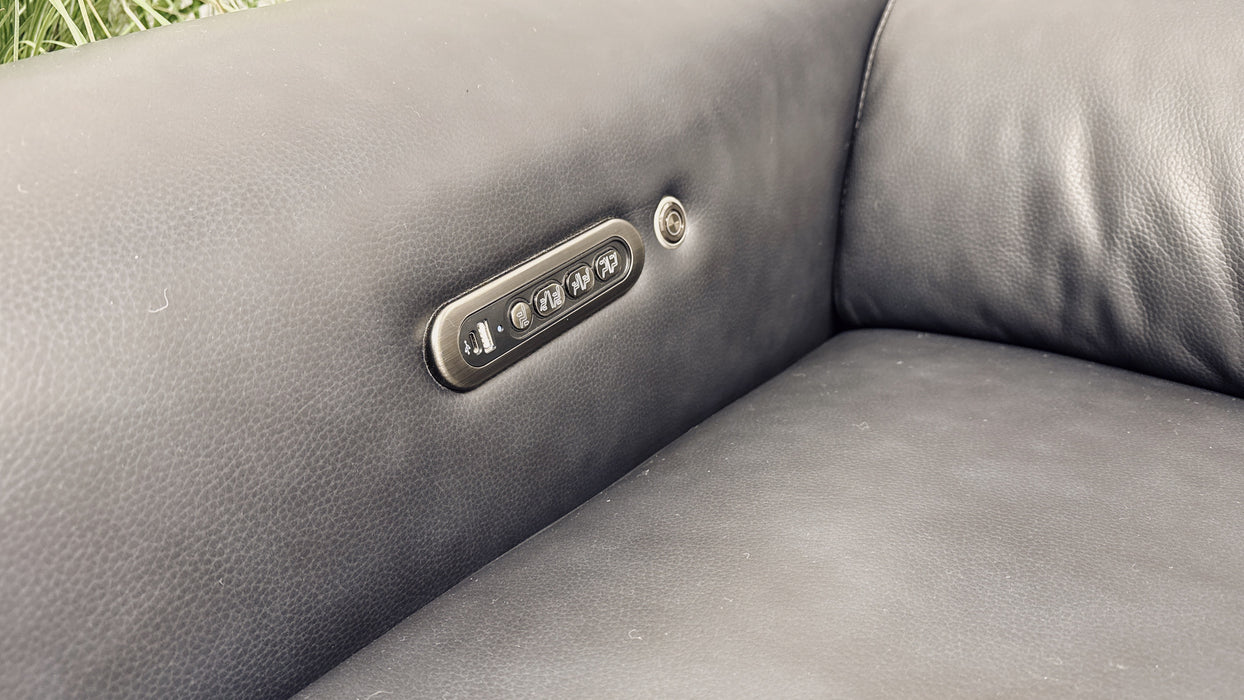 Sofology Viento 2.5 Seater Leather Power Recliner, Power Headrest, Lumbar & Heated Seats in Navy