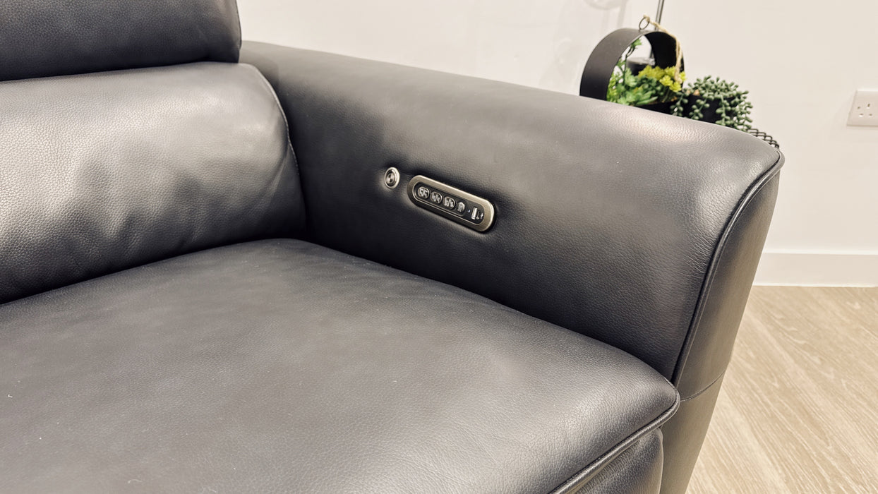 Sofology Viento 2.5 Seater Leather Power Recliner, Power Headrest, Lumbar & Heated Seats in Navy