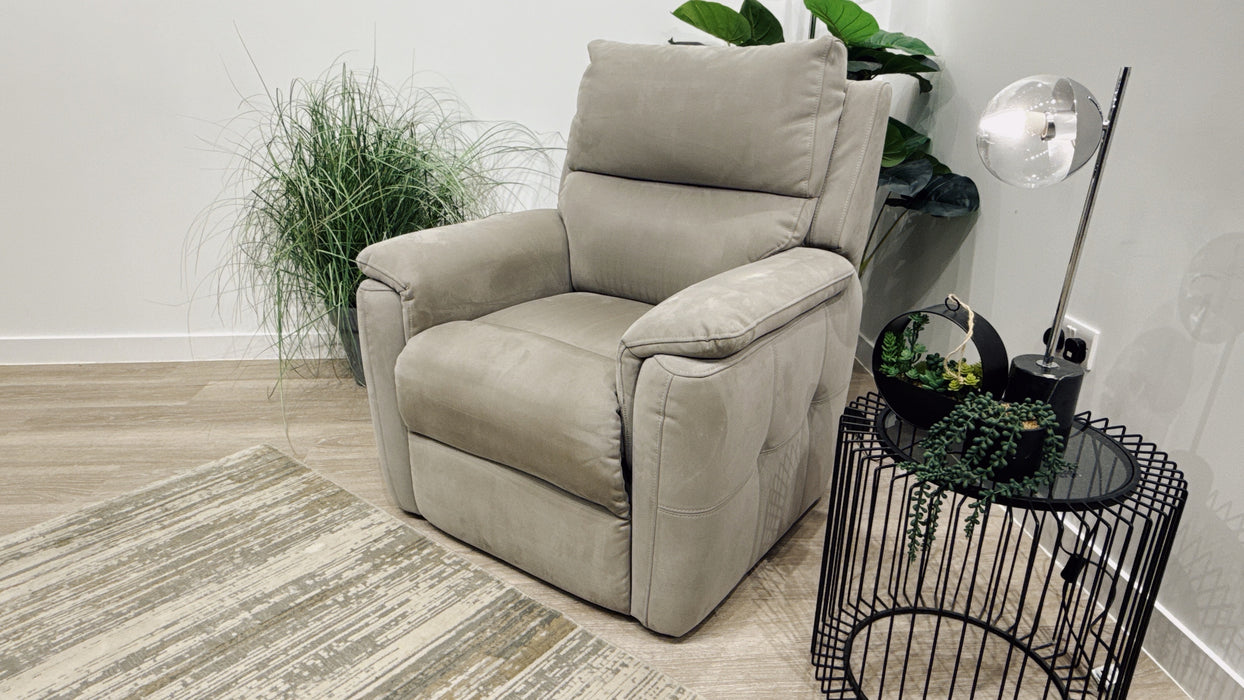 Sofology Ripley Fabric Rise & Tilt Recliner Chair + Heated Seats in Nubuck Feel Light Grey
