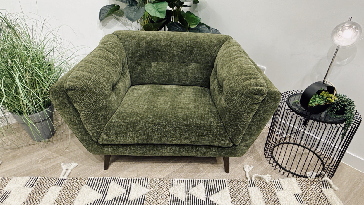 Sofology Hygge Fabric Loveseat in Heavy Textured Chenille Olive