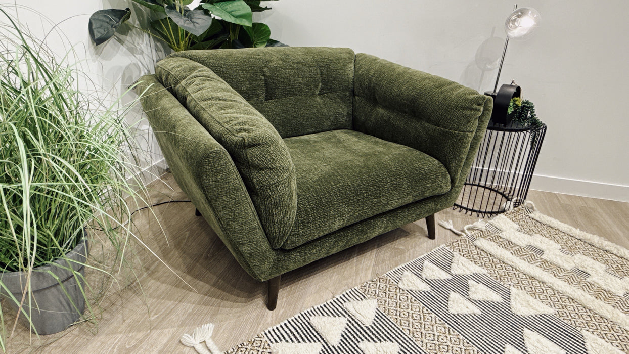 Sofology Hygge Fabric Loveseat in Heavy Textured Chenille Olive