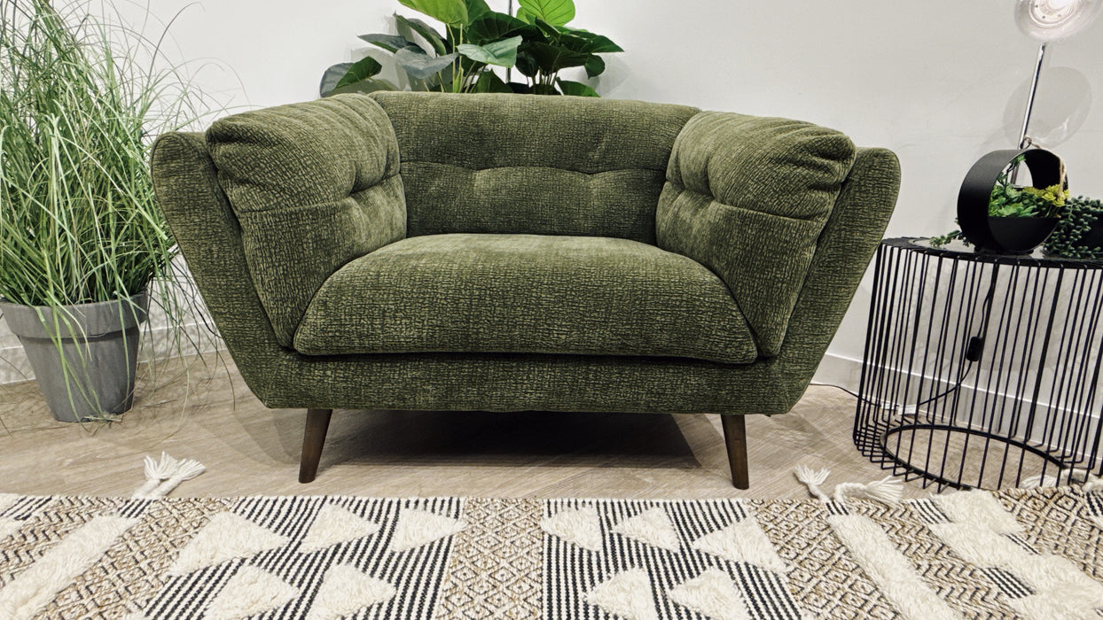 Sofology Hygge Fabric Loveseat in Heavy Textured Chenille Olive