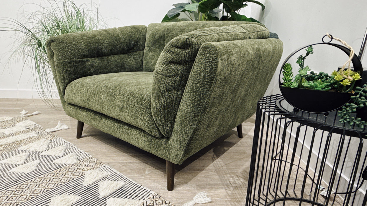 Sofology Hygge Fabric Loveseat in Heavy Textured Chenille Olive