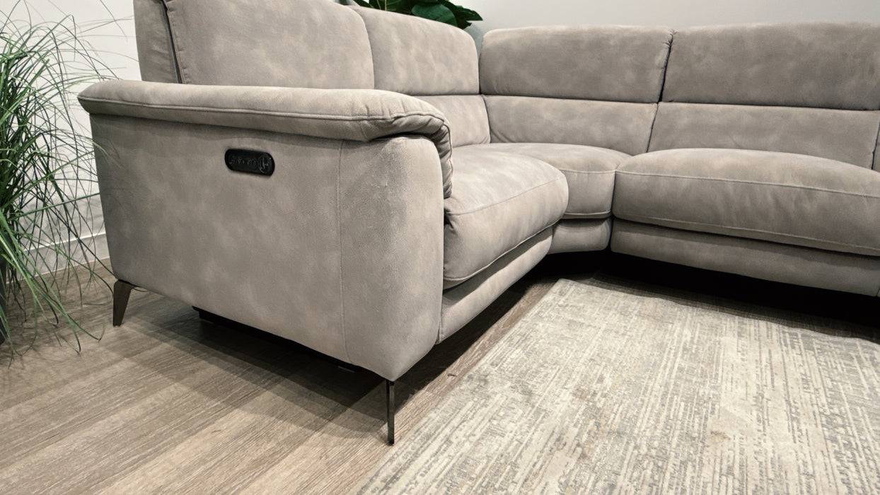 Sofology Illinois 1 Corner 2 Power Recliner with Power Headrest Fabric Sofa in Mottle Fabric Marble