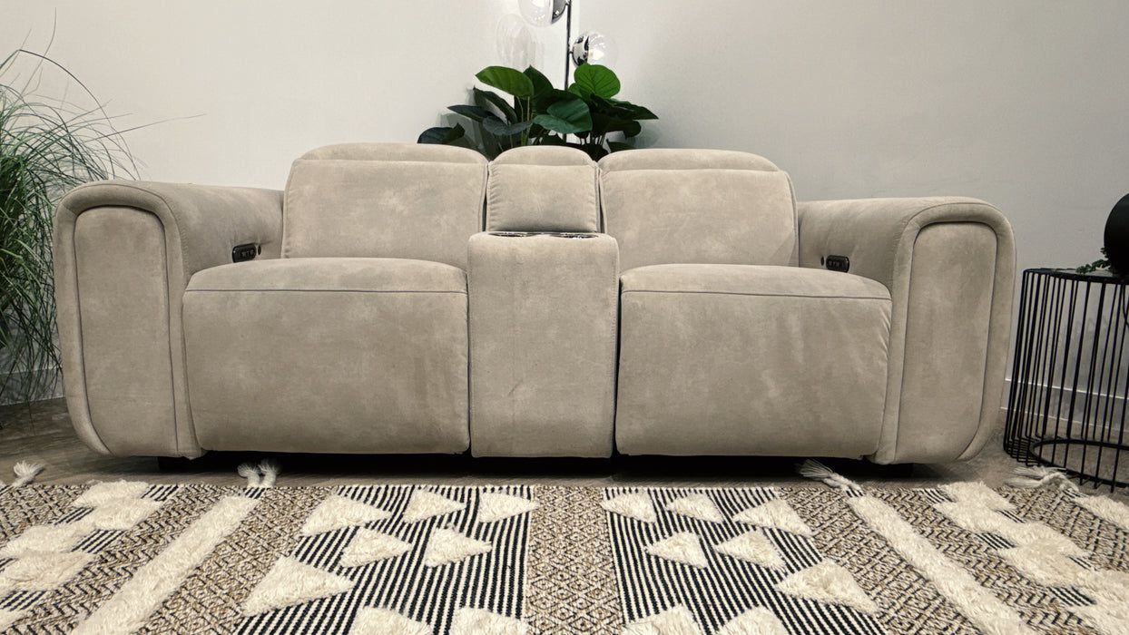 Sofology Premiere 2 Seater Leather Sofa,Smart Console Power Recliner, Power Headrest + Heated Seats
