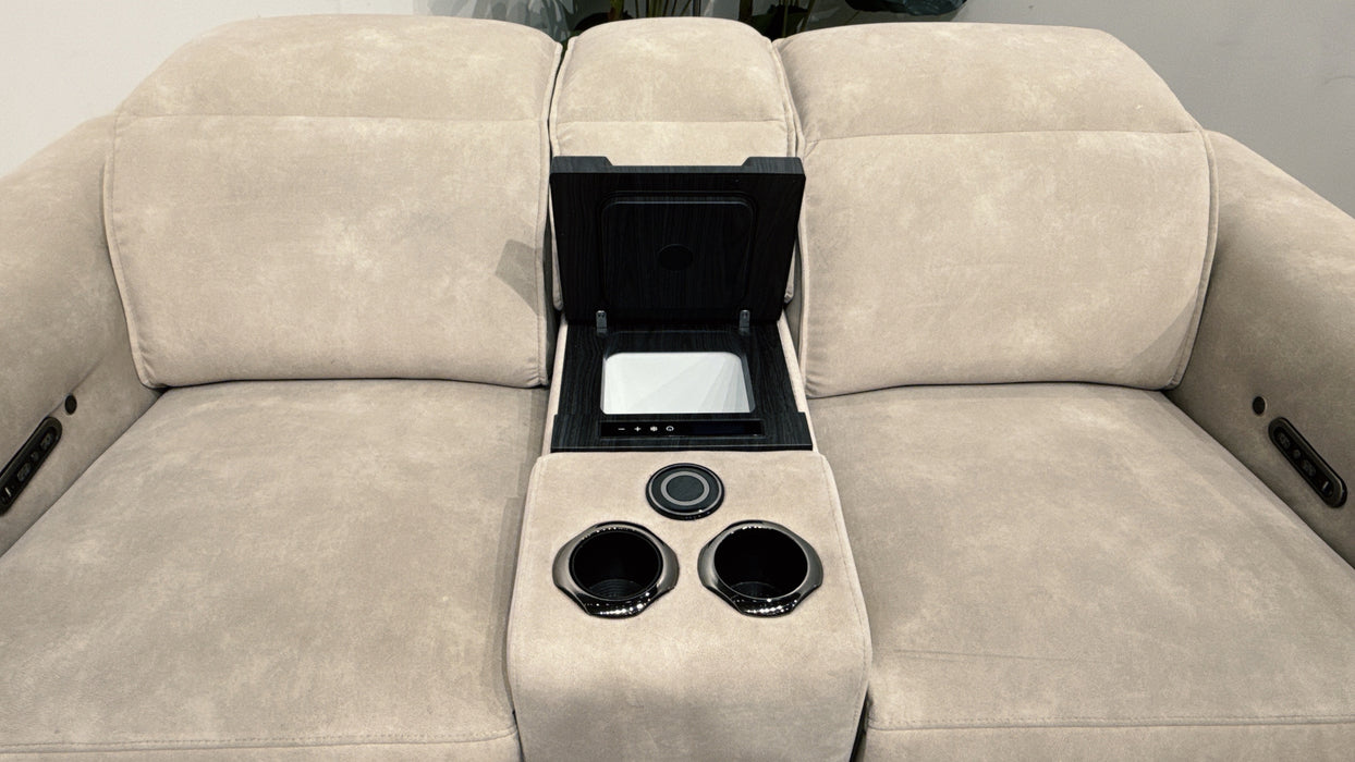 Sofology Premiere 2 Seater Leather Sofa,Smart Console Power Recliner, Power Headrest + Heated Seats