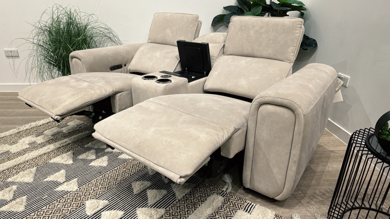 Sofology Premiere 2 Seater Leather Sofa,Smart Console Power Recliner, Power Headrest + Heated Seats