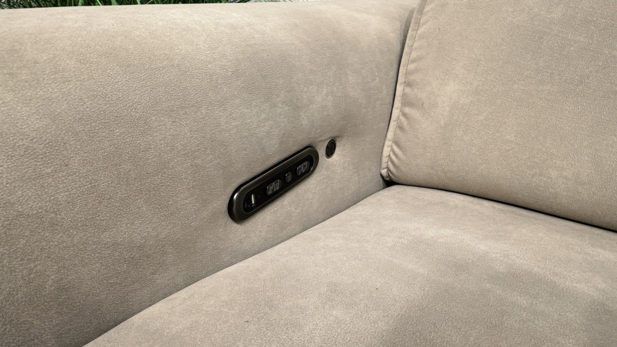 Sofology Premiere 2 Seater Fabric Power Recliner, Smart Console,Power Headrest & Heated Seats