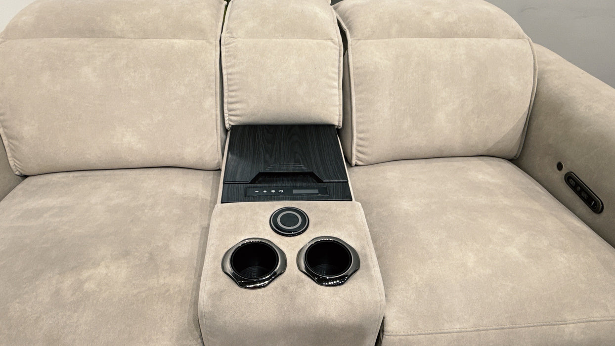 Sofology Premiere 2 Seater Fabric Power Recliner, Smart Console,Power Headrest & Heated Seats