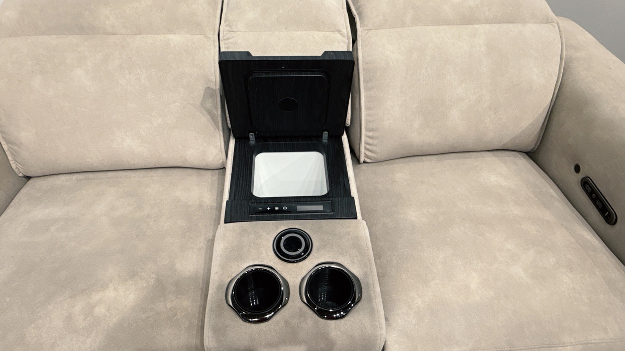 Sofology Premiere 2 Seater Fabric Power Recliner, Smart Console,Power Headrest & Heated Seats