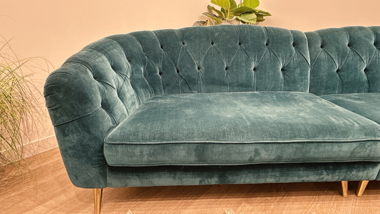 Sofology Bijou Fabric Grand Split in Chamonix Teal Landrillo Mix