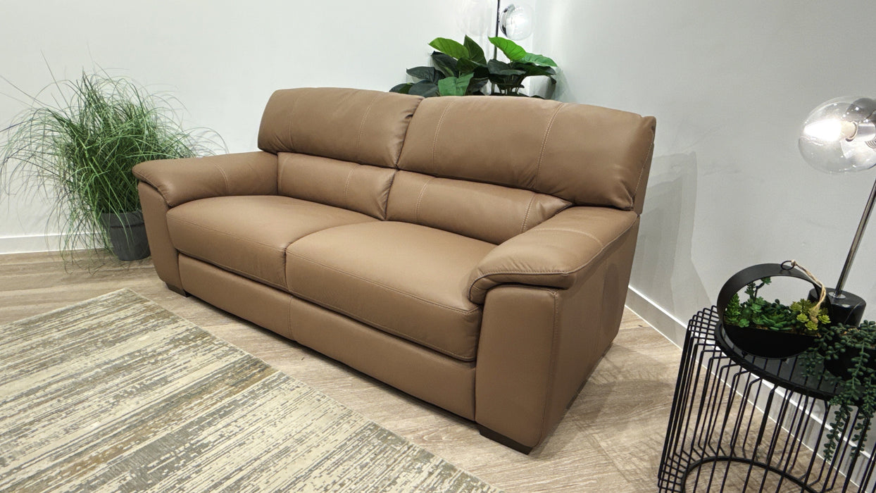 Sofology Santina 3 Seater Leather Sofa in Trusty Matt Mushroom