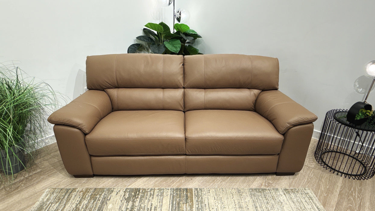 Sofology Santina 3 Seater Leather Sofa in Trusty Matt Mushroom