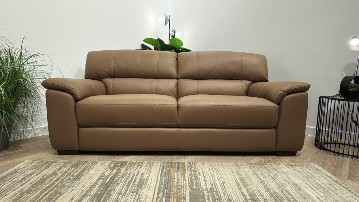 Sofology Santina 3 Seater Leather Sofa in Trusty Matt Mushroom