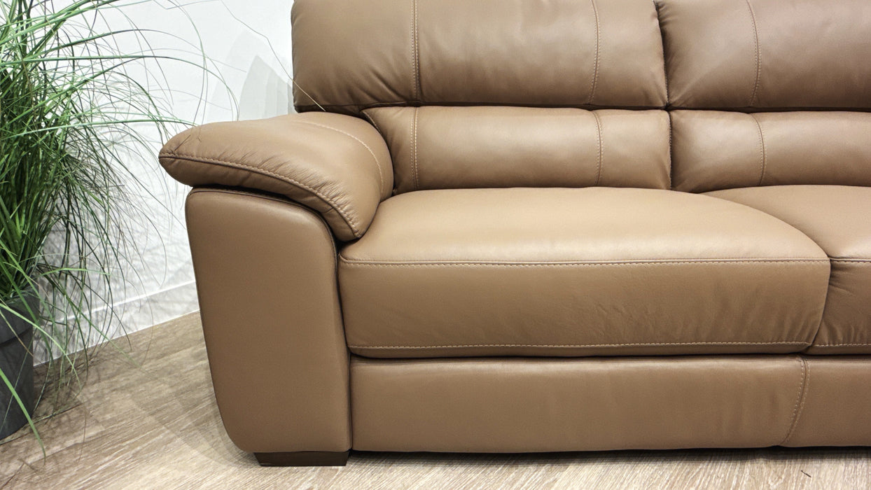Sofology Santina 3 Seater Leather Sofa in Trusty Matt Mushroom