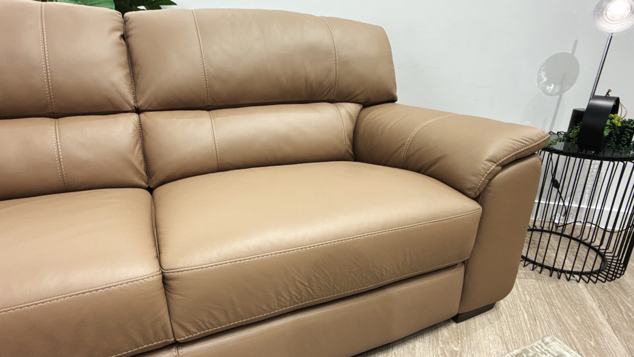 Sofology Santina 3 Seater Leather Sofa in Trusty Matt Mushroom
