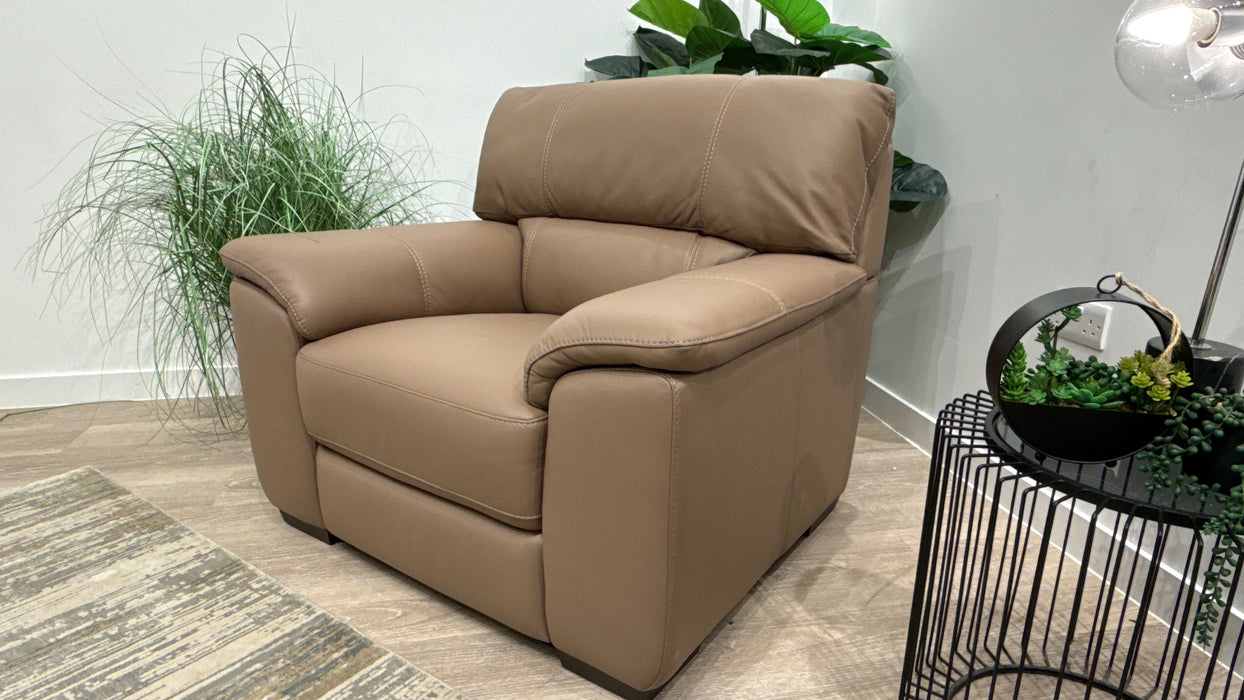 Sofology Santina Leather Chair in Trusty Matt Mushroom