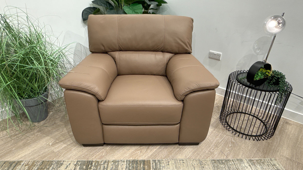 Sofology Santina Leather Chair in Trusty Matt Mushroom