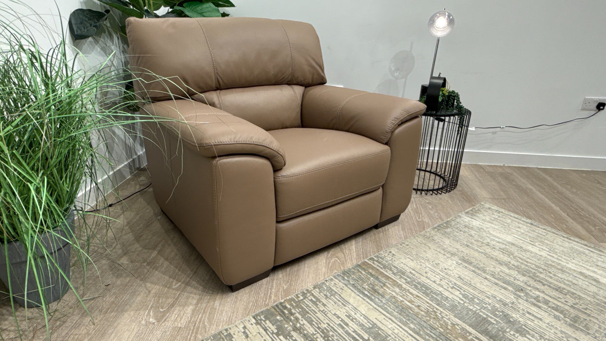 Sofology Santina Leather Chair in Trusty Matt Mushroom