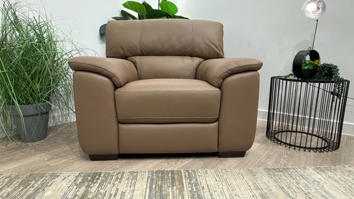 Sofology Santina Leather Chair in Trusty Matt Mushroom