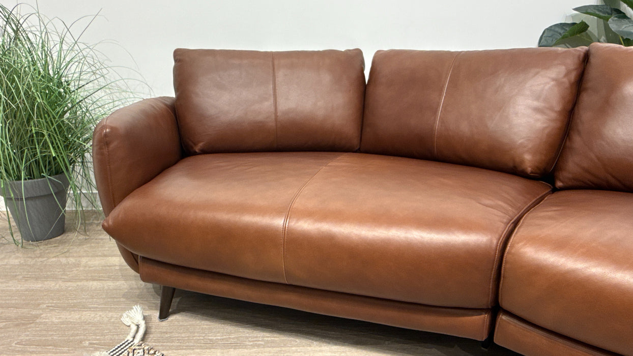 Sofology Adler Leather 4 Seater Asymmetric in Relaxed Soft Brown