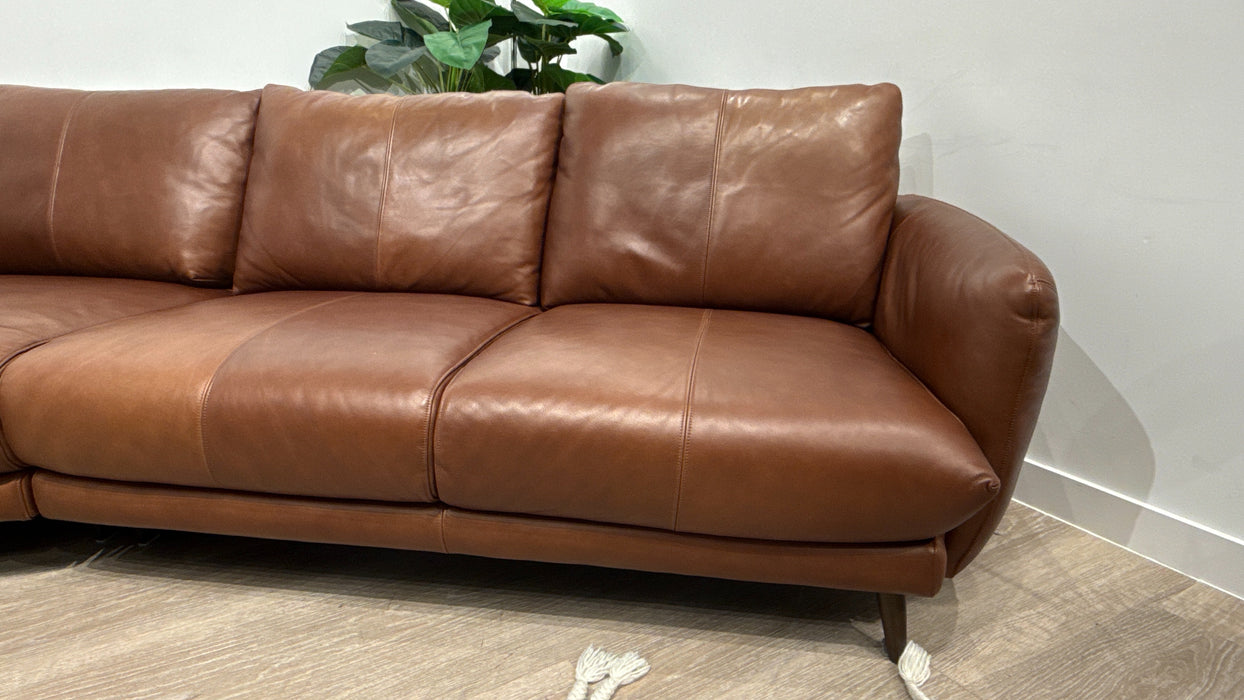 Sofology Adler Leather 4 Seater Asymmetric in Relaxed Soft Brown