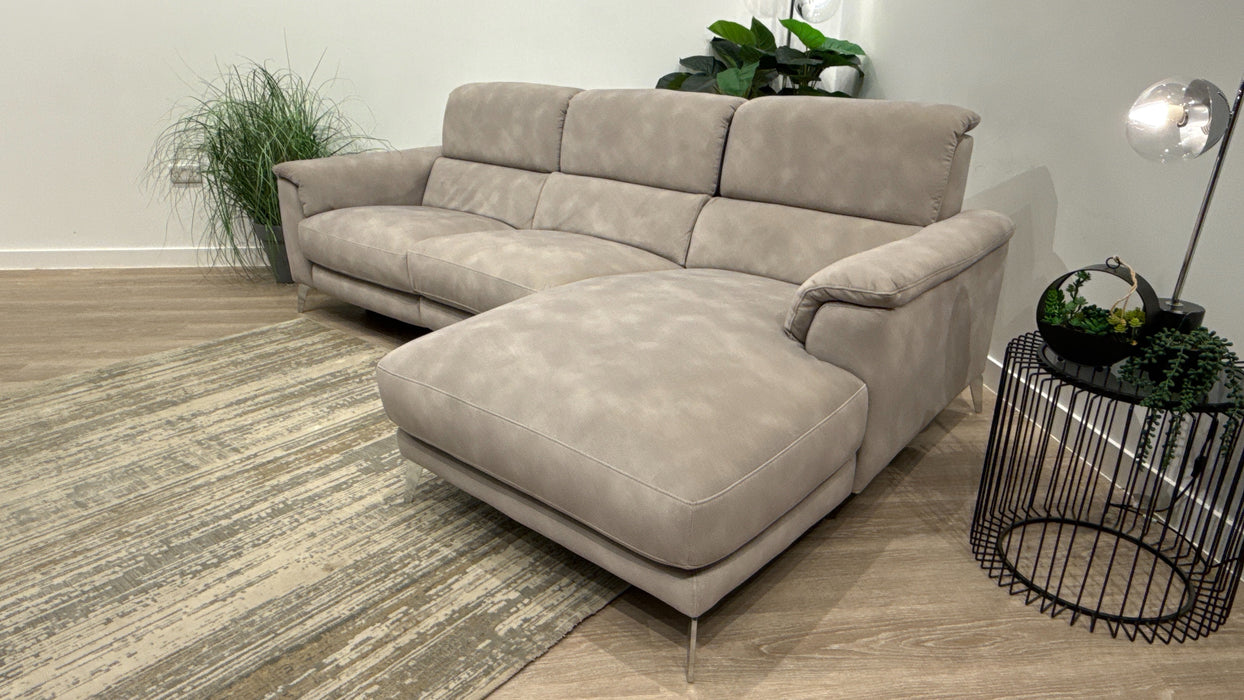 Sofology Illinois 3 Seater Chaise Fabric Power Recliner in Lifestyle Mottled Marble