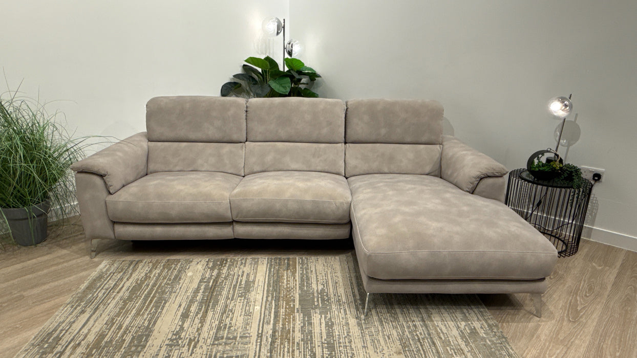 Sofology Illinois 3 Seater Chaise Fabric Power Recliner in Lifestyle Mottled Marble