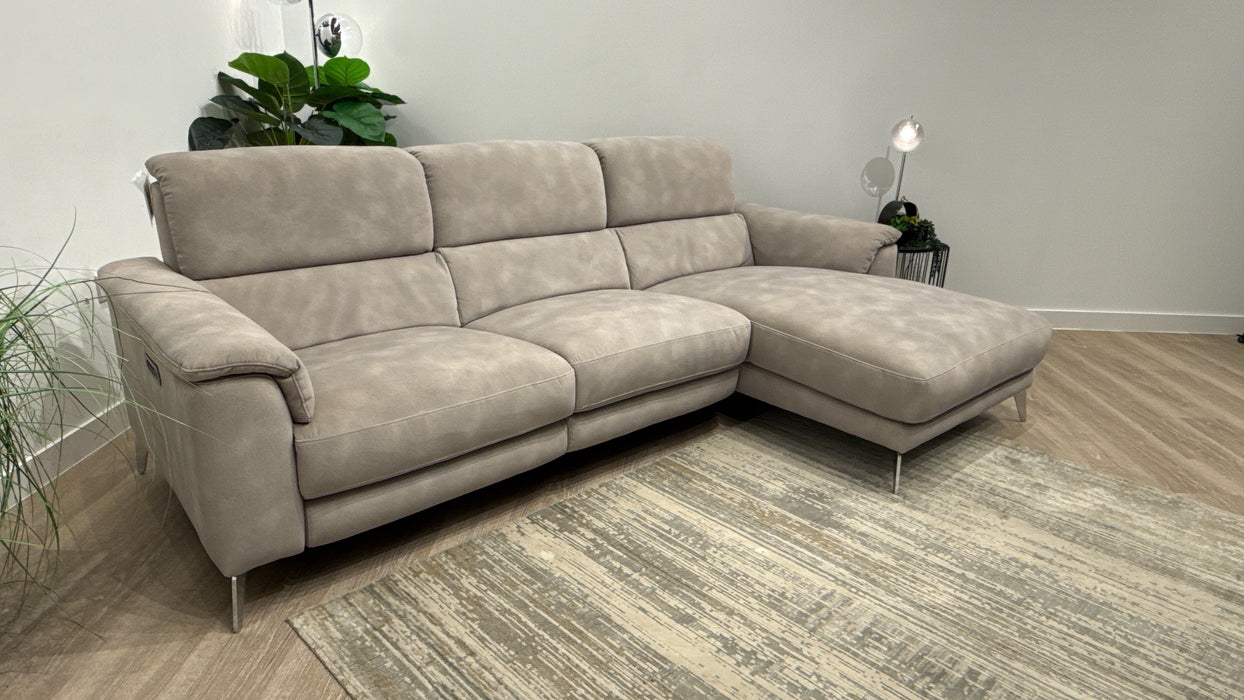 Sofology Illinois 3 Seater Chaise Fabric Power Recliner in Lifestyle Mottled Marble