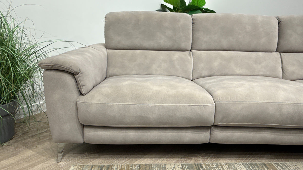 Sofology Illinois 3 Seater Chaise Fabric Power Recliner in Lifestyle Mottled Marble