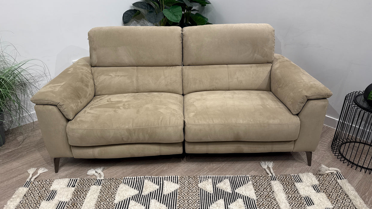 Sofology Illinois 3 Seater Fabric Sofa Power Recliner,Power Headrest & Heated Seats in Textured Taupe