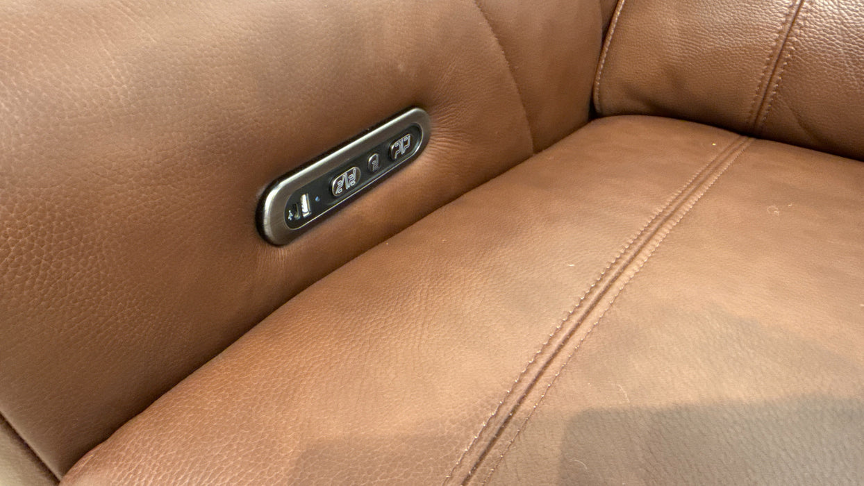 Sofology Allure Leather Power Recliner Chair + Power Headrest in Trusty Embossed Chestnut