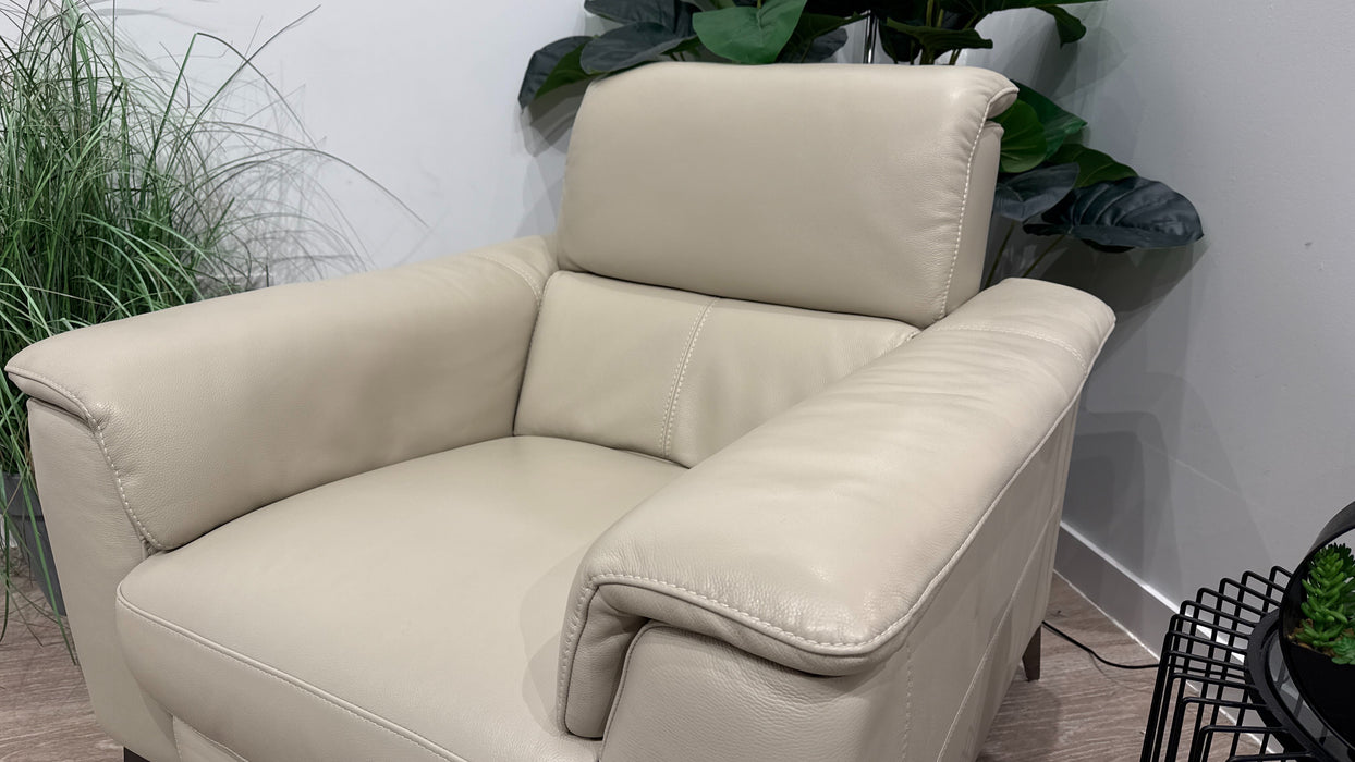 Sofology Illinois Leather Power Recliner + Power Headrest in Trusty Soft Sheen Silver