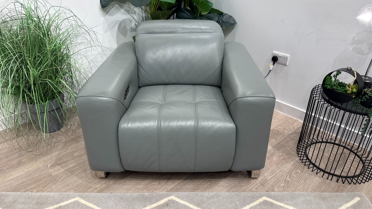 Sofology Marvella Leather Power Recliner + Power Headrest in Granite Teal