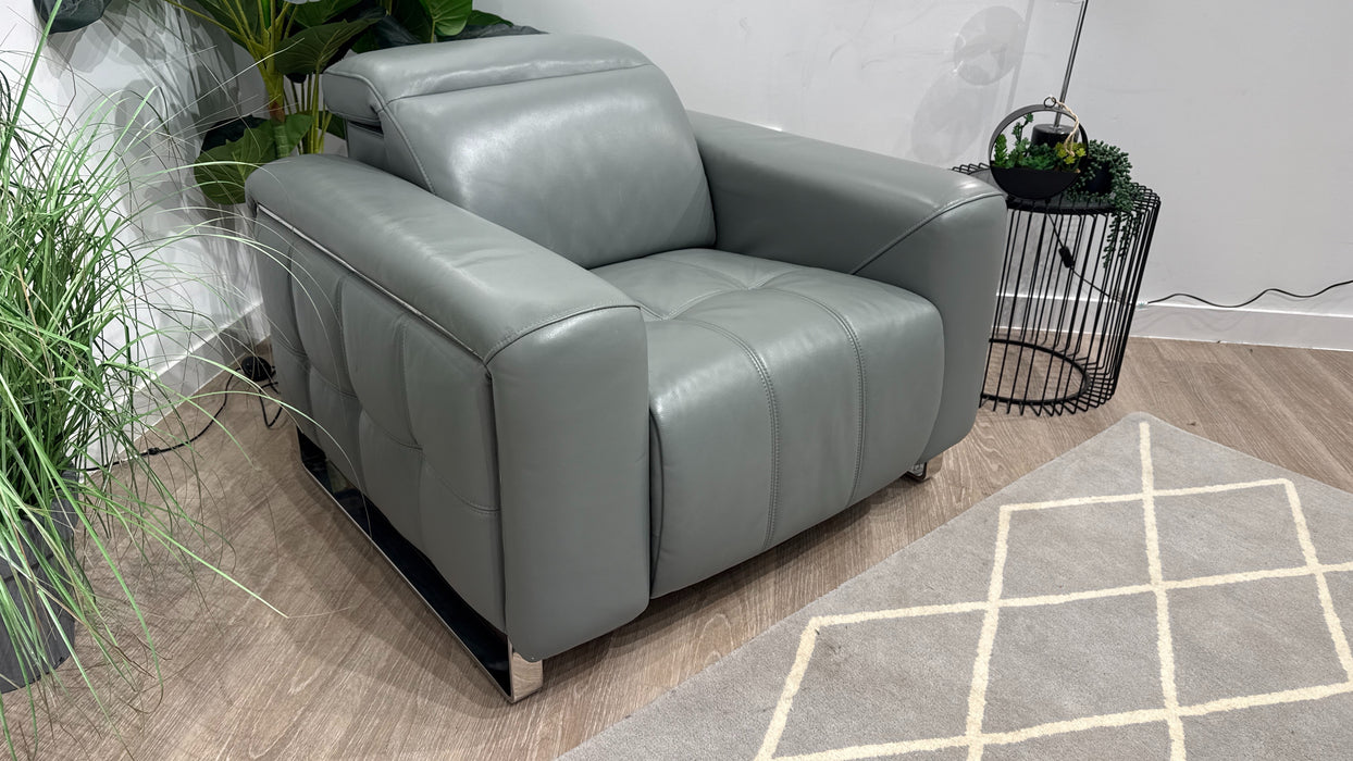 Sofology Marvella Leather Power Recliner + Power Headrest in Granite Teal