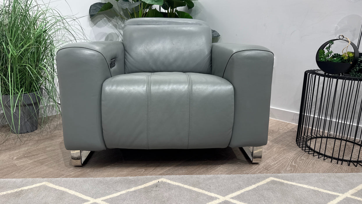 Sofology Marvella Leather Power Recliner + Power Headrest in Granite Teal