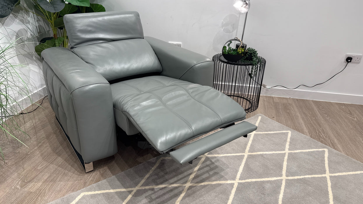 Sofology Marvella Leather Power Recliner + Power Headrest in Granite Teal