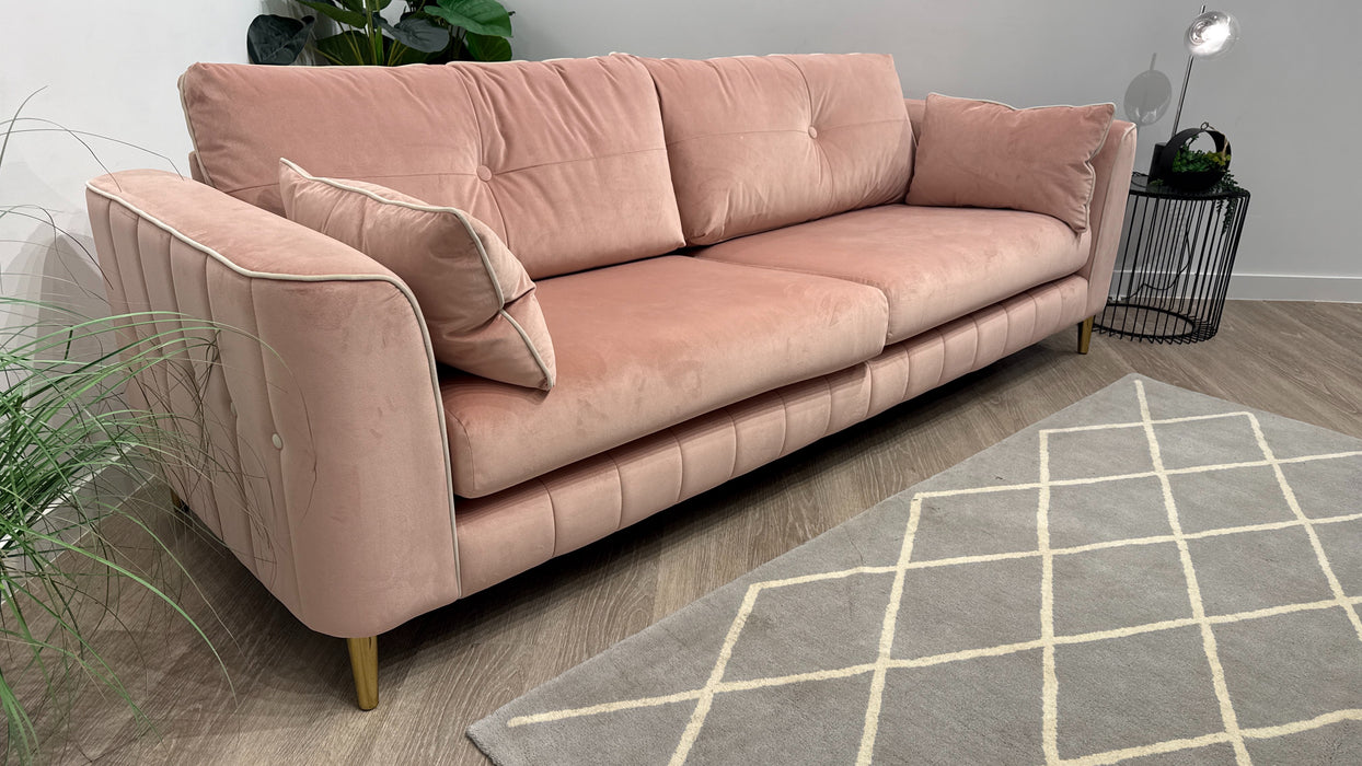 Sofology Remy Fabric Grande Sofa in Matt Velvet Blush