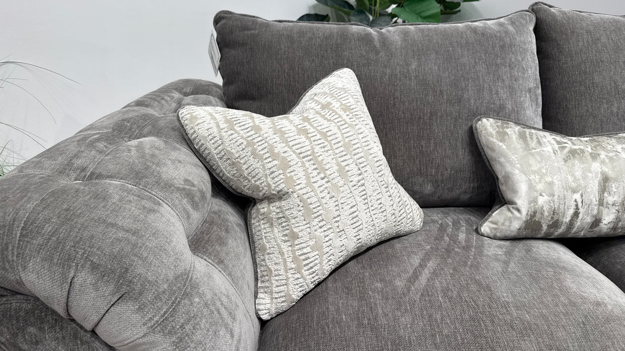 Sofology Highgrove Fabric 3 Seater Full Back Extra Flex Seats in Luxury Deep Pile Chenille Grey Mix